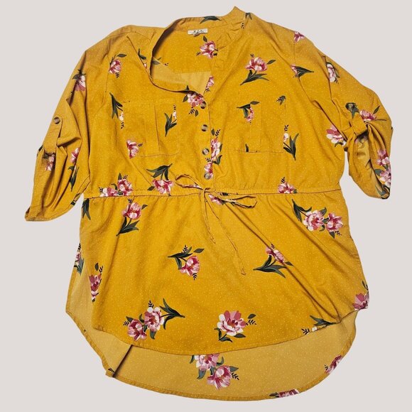 MPH Collection Womens Floral Print Button-Front Tunic Blouse 2X - Picture 1 of 10